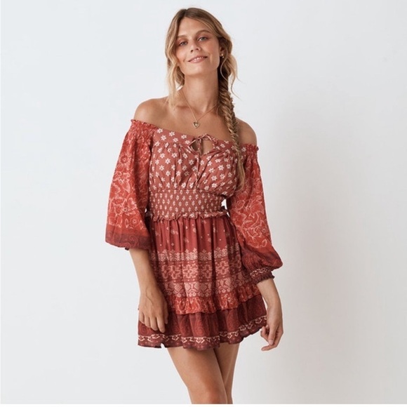 Spell & the Gypsy Tuula Gypsiana Playdress Peasant Boho Mini Dress Ruffle Tiered - Picture 16 of 16